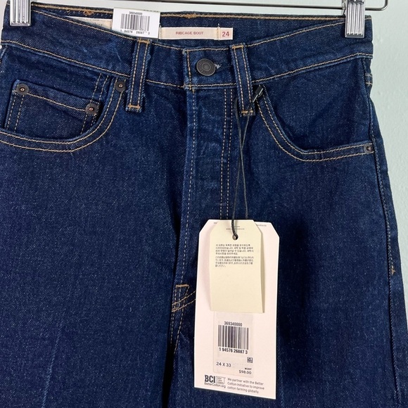 NWT Levi’s Ribcage High Rise Bootcut Jeans in High Key Dark Wash - Picture 11 of 14